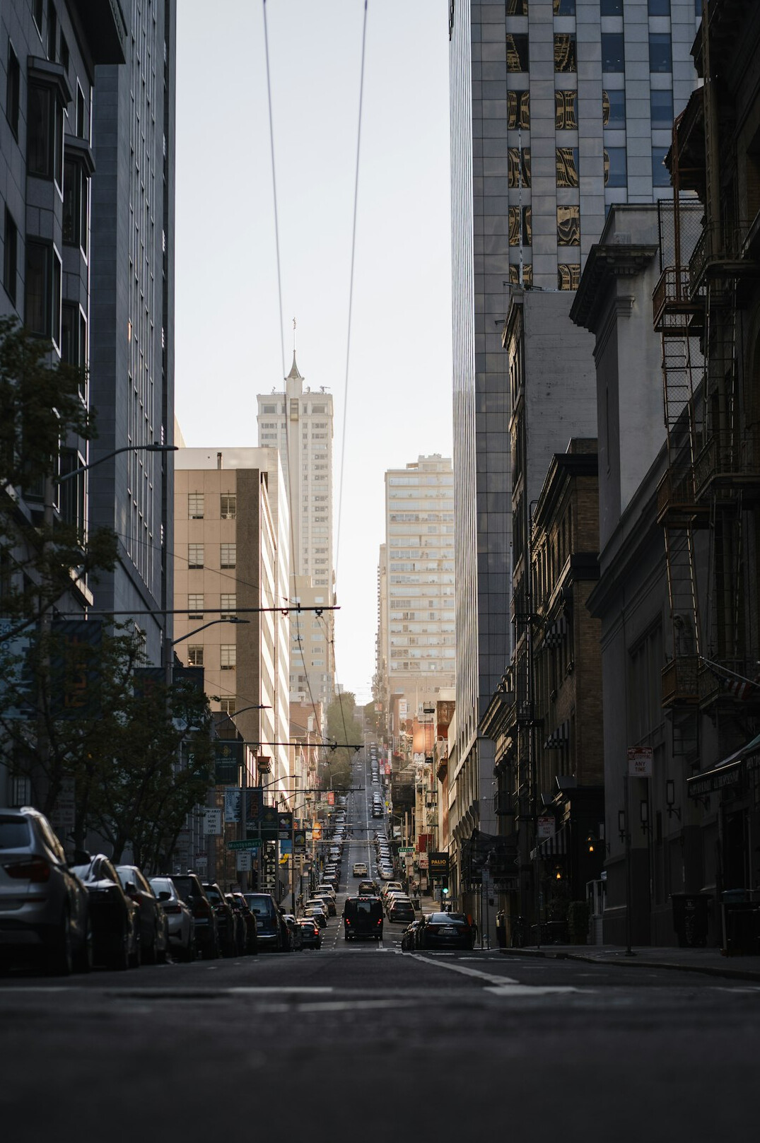 crowded city street morning