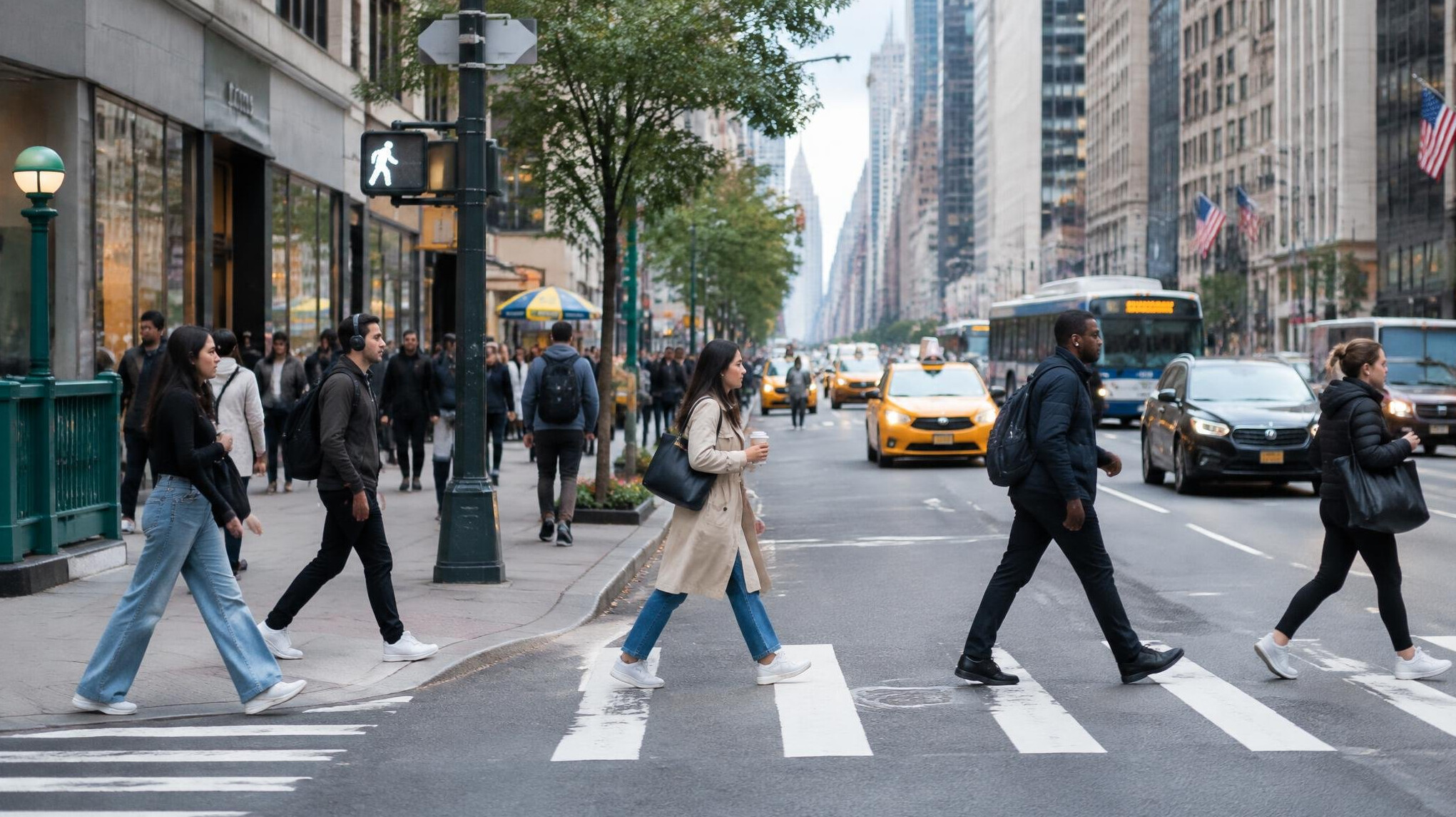 urban street scene with people