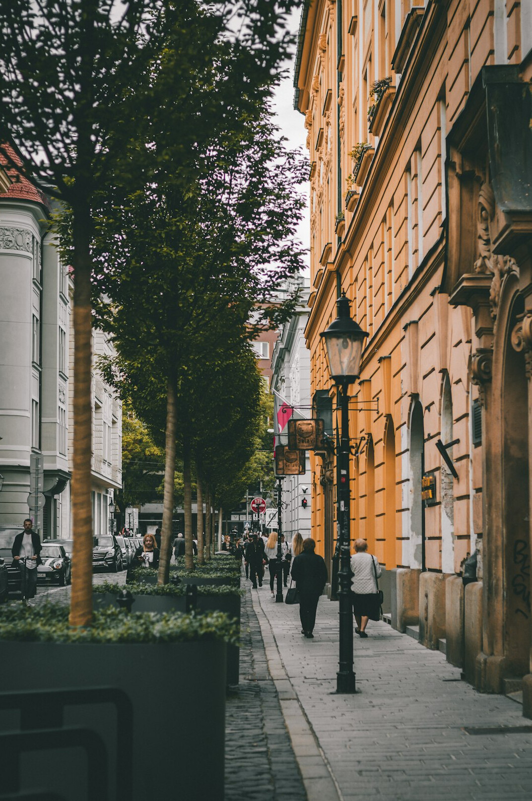 urban street scene with people