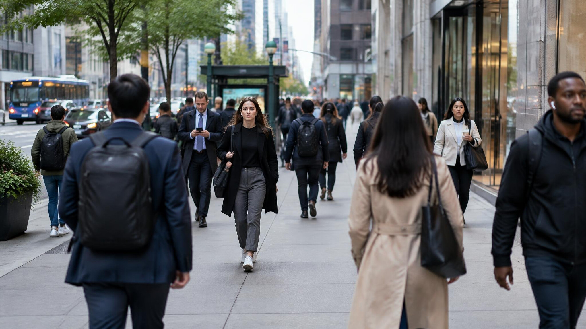 city street with pedestrians